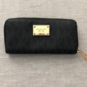 Michael Kors MK Logo Zip Around Wallet